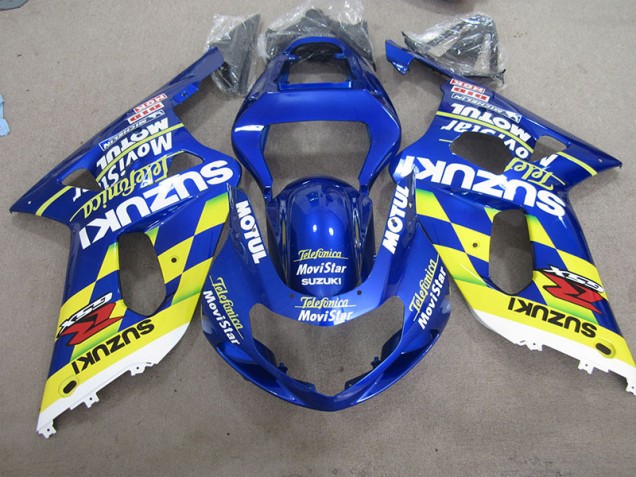 2001-2003 Blau Gelb Telefonia Movistar Suzuki GSXR 600 Motorrad Verkleidung