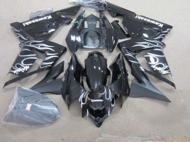 2003-2005 Schwarz mit weißer Flamme Kawasaki ZX10R Motorrad Verkleidung