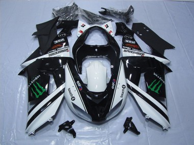 2006-2007 Schwarz weißes Touch4 Monster Kawasaki ZX10R Motorrad Verkleidung